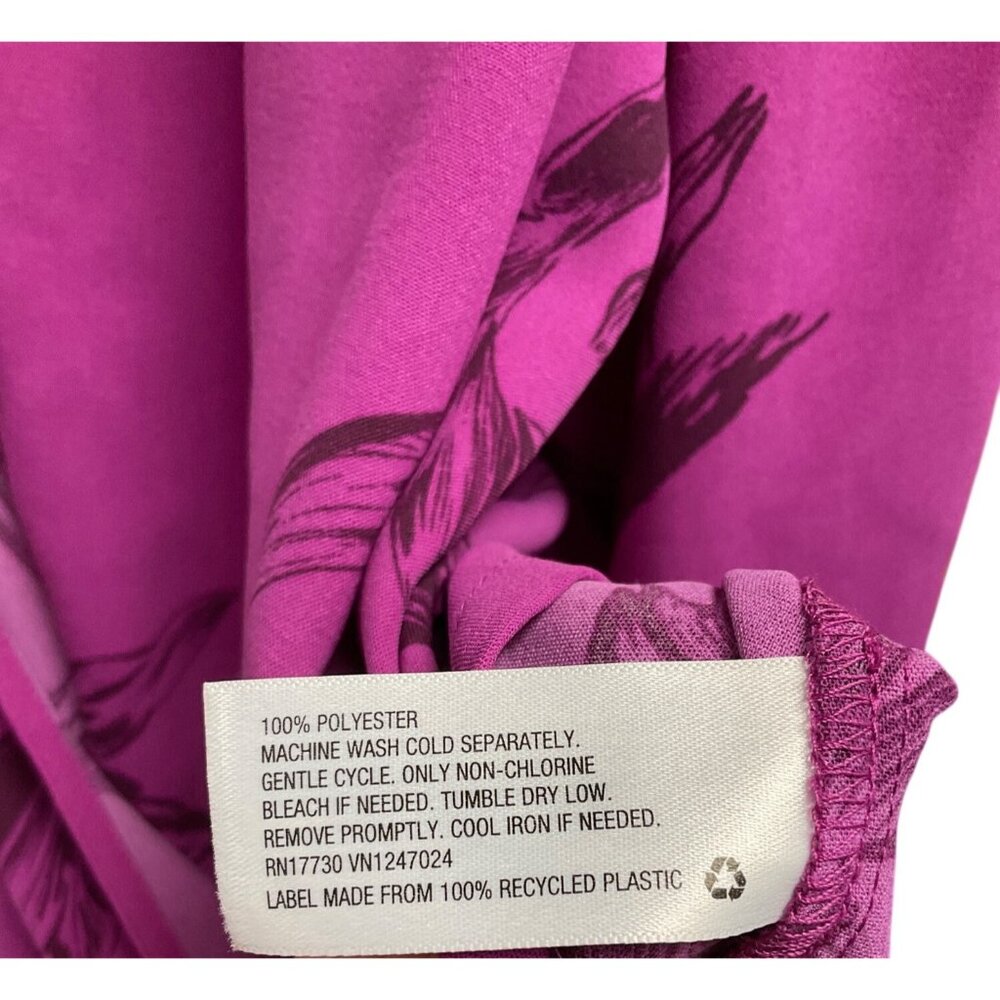 Floral V-Neck Wrap Blouse Long Sleeve Purple Black Lightweight A New Day Size L - Picture 4 of 8